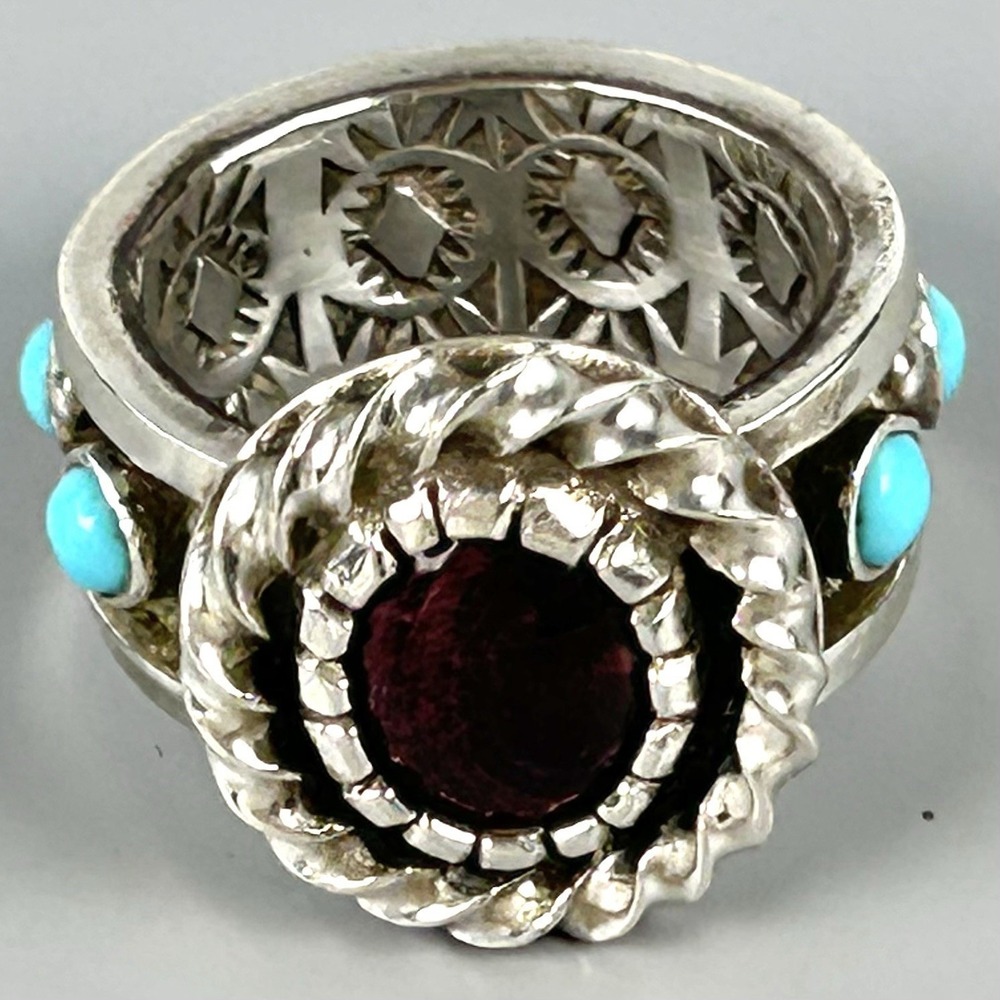 Lane Tsosie Navajo Turquoise & Purple Spiny Oyster Sterling Ring Size 11.25